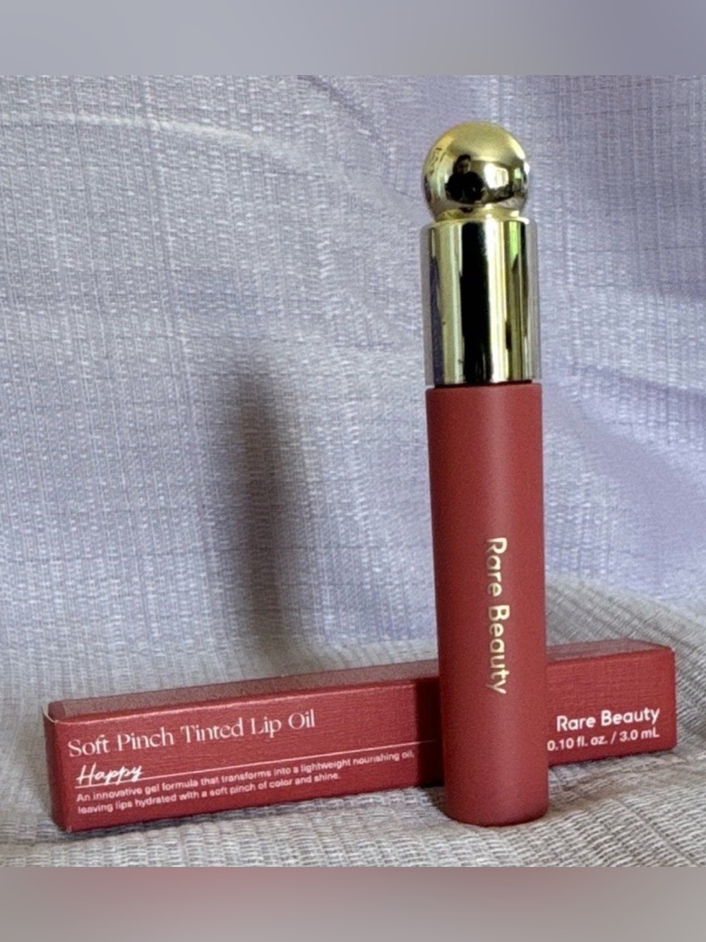 NEW Rare Beauty Soft Pinch Tinted Lip Oil — Happy (Warm Coral Red)